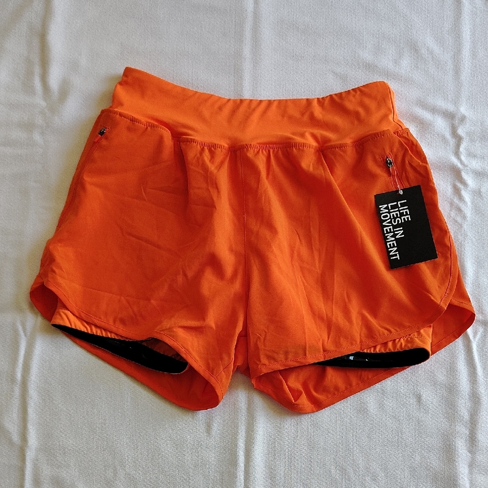 Bikewa Women's Mountain Bike Shorts Size L Neon Orange Padded Cycling Riding